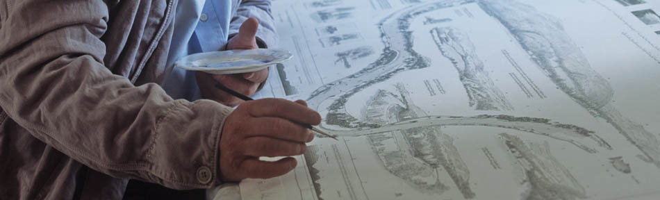 Simon Vernon working on the map of Arndilly